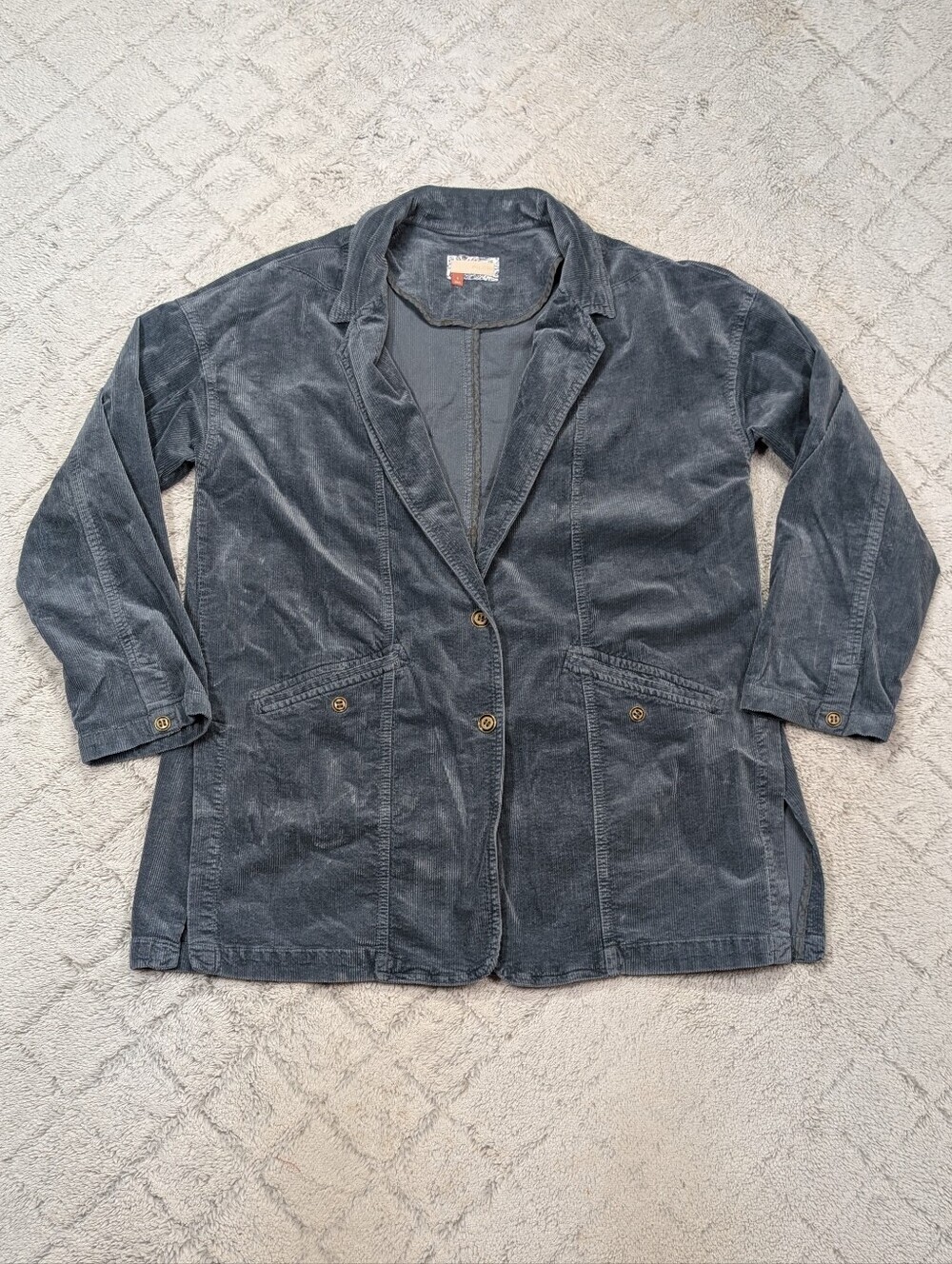 Anthropologie Pilcro Jacket Womens S Blue Corduroy Blazer Oversized Chic